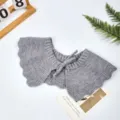 Grauer Strick-Falschkragen, Damen abnehmbare Rüschen Cape, stilvolle unifarbene Outerwear. - Grau