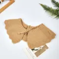 Gestrickter falscher Kragen für Damen, einfarbiger Schal mit süßem Bindeband und Rüschen. - Khaki