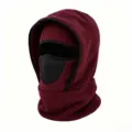 Χειμερινή ζεστή fleece μπαλακλάβα μάσκα προσώπου ποδηλασίας αντιανεμική κουκούλα σκι - Μπορντό