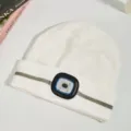 Berretto luminoso a LED cappello lavorato a maglia caldo invernale USB ricaricabile pesca all'aperto - Striscia singola bianca
