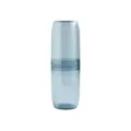 Tragbarer Reise-Waschbecher Zahnbürstenbox Mundspülbecher Set blau-grau transparent - 2 Becher / Transparentes Blau