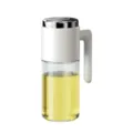 Glass oil dispenser bottle for kitchen, 500ml oil can with automatic flip lid and ergonomic handle. - 500ml / White