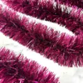 Hot pink tinsel garland, 2m thick metallic fringe ribbon for holiday party and room decoration. - Raspberry - 2m*9cm