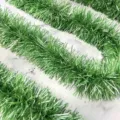Green tinsel garland detail shot, perfect for Christmas tree and party decoration. - Light Green - 2m*9cm