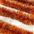 Orange tinsel garland detail close-up, thick shimmering party hanging decoration ribbon. - Orange - 2m*9cm
