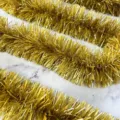 Gold tinsel garland for Christmas party decoration, shiny metallic ribbon hanging decor. - Gold - 2m*9cm