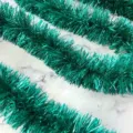 Green tinsel garland detail showing thick metallic fringe texture for holiday decoration. - Lake Green - 2m*9cm