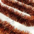 Copper metallic tinsel garland for holiday party decoration, thick shiny hanging streamers. - Bronze - 2m*9cm
