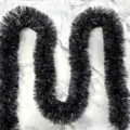 Black tinsel garland 2m thick fluffy ribbon for party decoration holiday home hanging. - Black - 2m*9cm