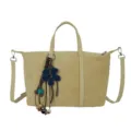 Chic suede tote bag for women, Korean style casual shoulder and crossbody dumpling bag. - With Pendant / Yellow