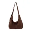 Bruine suède hobo schoudertas, casual effen kleur crossbody tas voor dames en dagelijks. - Eén maat / koffiekleur