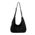 Zwarte suède hobo schoudertas voor dames, stijlvolle vintage crossbody tote tas met rits. - Eén maat / Zwart