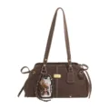 Borsa a tracolla marrone scuro di grande capacità, elegante borsa da spalla per lavoro. - Caffè