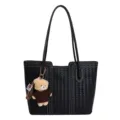 Elegante borsa shopper intrecciata da donna, grande capacità borsa a spalla chic. - Borsa Singola / Nero