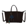 Retro large capacity women shoulder crossbody bag stylish brown dumpling bag with cute charms - Coffee