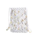 Borsa a tracolla mini bianca lavorata a mano in macramè con perline per estate casual. - Bianco avorio