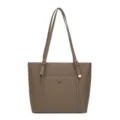 Καφέ γυναικεία τσάντα shopper από PU δέρμα, μεγάλη casual τσάντα ώμου για καθημερινή χρήση. - Καφέ