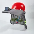 Outdoor solar fan hard hat sunshade with reflective mesh neck flap for construction work safety. - Neck Shield Only (Without Safety Helmet) / Gray