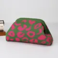 Green knitted leopard print clutch bag, stylish women fashion crossbody pouch. New. - Clutch Style (夹口包豹纹款) / Green Leopard