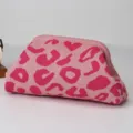 Pink leopard print knitted cloud clutch bag stylish women frame pouch casual handbag - Clutch Style (夹口包豹纹款) / Pink Rose Leopard
