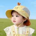 Cute baby sun hat breathable mesh fisherman hat toddler outdoor anti-uv yellow summer cap - 47-51cm (1-4Y) / Duck Yellow