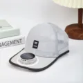 Breathable mesh baseball cap with solar fan summer outdoor sun protection hat for men women - Fan Style / Light Gray