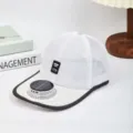 White mesh baseball cap with solar-powered fan on brim, breathable summer sun hat for outdoor. - Fan Style / White