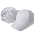 Plain white ponytail baseball cap for women, breathable mesh trucker hat with curved brim. - One Size Adjustable / White