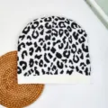 Berretto in maglia bianco e nero con stampa animale, cappello invernale caldo per donna e uomo. - Taglia unica / Stampa leopardata