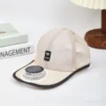 Beige mesh baseball cap with solar fan built-in brim summer breathable sun visor hat - Fan Style / Beige
