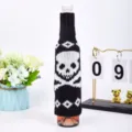 Gebreide wijnfleshoes met schedelpatroon, zwart-witte kerstdecoratie voor feestdagen - Witte Schedel
