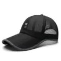 Classic black mesh baseball cap for men and women, breathable summer sun protection hat. - Black