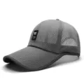 Grey breathable mesh baseball cap for men and women, lightweight summer sun protection hat. - Light Gray