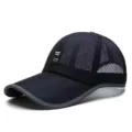 Black breathable mesh baseball cap for summer, stylish outdoor sun hat for men and women. - Navy Blue