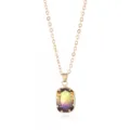 Collana con pietra preziosa multicolore rettangolare dettaglio, gioiello elegante. - Giallo e Nero