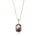 Chic collana con ciondolo in pietra preziosa rettangolare sfumata e catena dorata - Nero