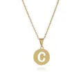 Goldene Edelstahl Halskette mit hohlem Buchstaben C runder Anhänger für den täglichen Look - Buchstabe C / Gold
