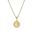 Goldschmuck Edelstahl Halskette mit rundem Initialen Buchstaben L Anhänger für Damen Mode. - Buchstabe L / Gold