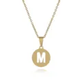 Goldene Edelstahl Halskette mit ausgeschnittenem Buchstaben M Anhaenger Modeschmuck - Buchstabe M / Gold