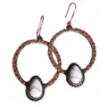 Vintage koperkleurige druppel witte turkoois oorbellen boho stijl hangende sieraden voor dames - Antiek Koperen Zonnebloem Stijl (HE-11441)
