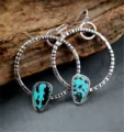 Vintage 925 zilveren turkoois oorbellen grote cirkel druppel hangende sieraden voor dames - Zilveren Druppel Turkoois Stijl (HE-11478)