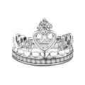 Anello corona in argento elegante con zirconi a cuore da donna immagine principale - Taglia 7 / Argento