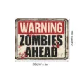 Halloween zombie warning metal sign retro wall plaque horror party decoration prop. - YHW023 Luminous
