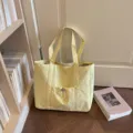 Sac cabas en toile jaune avec pois blancs, élégant sac à épaule pour femme et travail. - Jaune