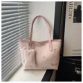Elegante borsa a spalla rosa con bellissime farfalle, pratica tote casual quotidiana. - Set Due Pezzi (Senza Ciondolo) / Rosa
