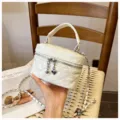 Mini sac à main matelassé boîte femme automne chaîne épaule bandoulière blanc chic - Blanc