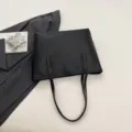 Bolso tote minimalista de cuero negro para mujer, elegante bolso de hombro con asas dobles cómodas. - Negro