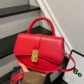 Rote Ledersatteltasche mit Goldschloss schicke Umhängetasche Damen modische Handtasche - Rot