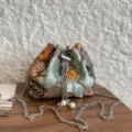 Womens bohemian floral embroidered sequin bucket bag stylish shoulder cross body handbag - Green