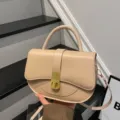 Borsa a sella beige con manico e chiusura metallica elegante borsa a tracolla da donna - Kaki